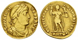 Valens AV Solidus, Antioch mint 

 Valens (364-378 AD). AV Solidus (20-21 mm, 3.97 g), Antioch mint.
Obv. D N VALENS PER F AVG, Diademed, draped an...