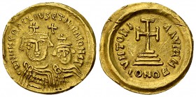 Heraclius AV Solidus, Ravenna, rare 

 Heraclius (610-641 AD), with Heraclius Constantinus. AV Solidus (20 mm, 4.30 g), Ravenna, 613 AD.
Obv. DD NN...