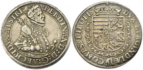 Ferdinand I. AR Taler o.J. 

RDR. Ferdinand I . (1558-1564). AR Taler o.J. (39-40 mm, 28.06 g), Hall. 
Dav. 8094.

Kratzer auf dem Avers, sonst s...