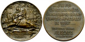 Belgium, Albert I. AE Medal 1914 

Belgium. Albert I. (1909-1934). AE Medal 1914 (37 mm, 25.73 g). Discours Royal August 4th 1914. 

 Extremely fi...