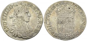 Louis XIV AR Ecu 1665, Pau, rare 

France, Royaume. Louis XIV (1643-1715). AR Ecu au buste juvénile 1665 (38-40 mm, 26.76 g), Pau.
Gad. 208.

Rar...