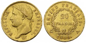 Napoléon I AV 20 Francs 1809 A, Paris 

France. Napoléon I Empereur . AV 20 Francs 1809 A (6.42 g), Paris.
KM 695.1.

TTB.