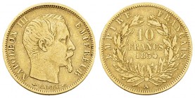 Napoléon III AV 10 Francs 1854 A, petit module 

France, second Empire. Napoleon III (1852-1870). AV 10 Francs 1854 A (17 mm, 3.17 g), Paris mint. P...