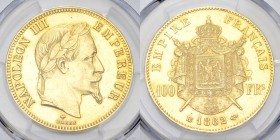 Napoléon III AV 100 Francs 1862 BB, MS62 

France, second Empire. Napoléon III (1852-1870). AV 100 Francs 1862 BB, Strasbourg.
KM 802.2.

Just 5'...