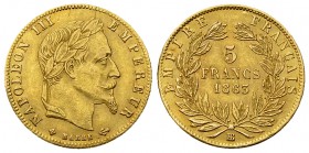 Napoléon III AV 5 Francs 1863 BB, Strasbourg 

France, second Empire. Napoleon III (1852-1870). AV 5 Francs 1863 BB (1.61 g), Strasbourg.
Gad. 1002...