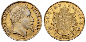 Napoléon III 20 Francs 1866 A, faux en platine 

France, second Empire. Napoleon III (1852-1870). 20 Francs 1866 A (6.39 g), faux d'époque en platin...