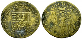Henri II. AE Jeton 1616 

France, Lorraine. Henri II. (Duc de Pont-à-Mousson) (1608-1624). AE Jeton 1616 (28 mm, 3.69 g).
Feu. 7537.

Très très b...