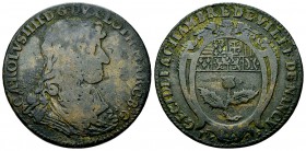 Charles IV. AE Jeton 1669 

France, Lorraine. Charles IV. (1604-1675). AE Jeton 1669 (28 mm, 7.64 g), Ville de Nancy.
Feu. 7687.

Très très beau....