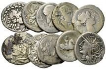 Lot of 10 Roman Republican denarii 

Lot of 10 (ten) Roman Republican denarii , two fourrée, one holed.

Fair/fine. (10)

Lot sold as is, no ret...