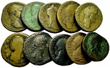 Lot of 10 Roman Imperial AE sestertii 

Lot of 10 (ten) Roman Imperial AE sestertii, 2nd century AD: Traian, Hadrian, Sabina, Antoninus Pius (2), Di...