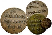 Norway, Lot of 4 AE coins 

 Norway, under Danish rule. Lot of 4 (four) AE coins: 4 Skilling 1809, 2 Skilling 1810, 1 Skilling 1809 and 1 Skilling D...