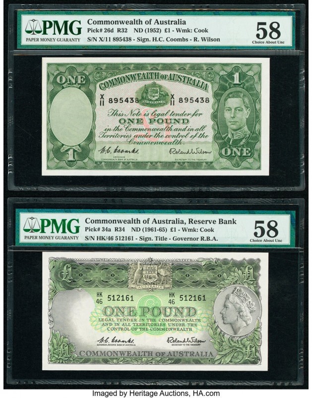 Australia Commonwealth Bank of Australia 1 (2) Pound ND (1952); ND (1961-65) Pic...