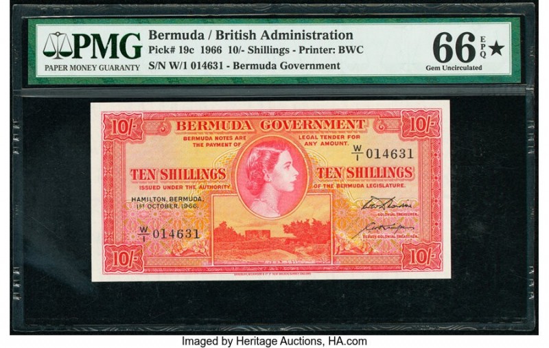 Bermuda Bermuda Government 10 Shillings 1.10.1966 Pick 19c PMG Gem Uncirculated ...