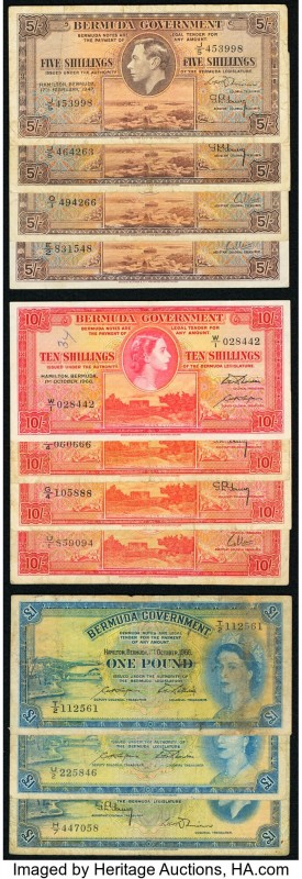 Bermuda Group Lot of 11 Examples Fine-Very Fine. Paperclip rust stain on one 5 S...