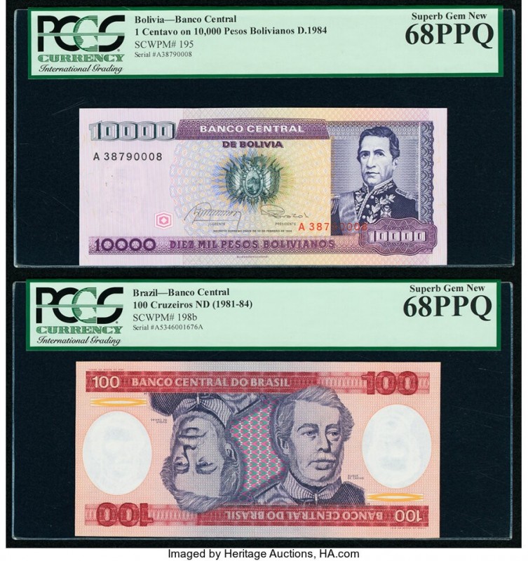 Bolivia, Brazil and Ecuador Group Lot of 4 Graded Examples PCGS Superb Gem New 6...