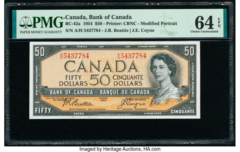 Canada Bank of Canada $50 1954 Pick 81a BC-42a PMG Choice Uncirculated 64 EPQ. 
...