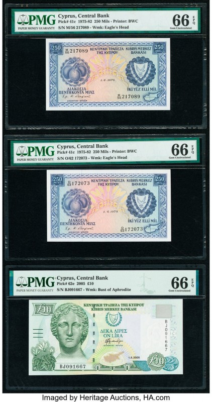 Cyprus Central Bank of Cyprus 250 Mils (2); 10 Pounds 1.8.1976; 1.6.1979; 1.4.20...