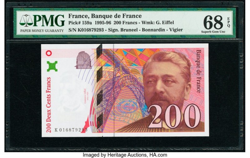 France Banque de France 200 Francs 1996 Pick 159a PMG Superb Gem Unc 68 EPQ. 

H...