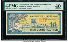 French Indochina Banque de l'Indo-Chine 500 Piastres ND (1944-45) Pick 68 PMG Extremely Fine 40. Third party grading company mentions minor rust and p...