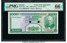Iceland Sedlabanki Islands 1000 Kronur 29.3.1961 Pick 46cts Color Trial Specimen PMG Gem Uncirculated 66 EPQ. Two POCs.

HID09801242017

© 2020 Herita...