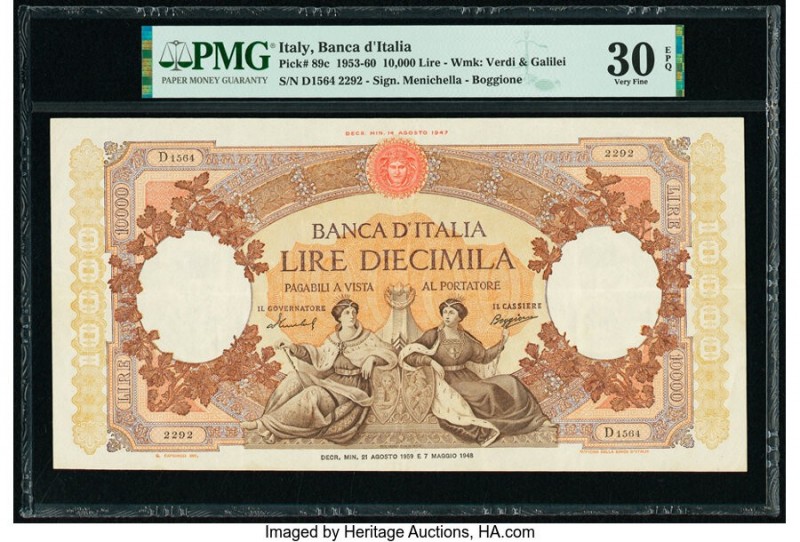 Italy Banco d'Italia 10,000 Lire 21.8.1959 Pick 89c PMG Very Fine 30 EPQ. 

HID0...