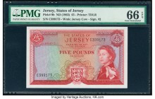 Jersey States of Jersey 5 Pounds ND (1963) Pick 9b PMG Gem Uncirculated 66 EPQ. 

HID09801242017

© 2020 Heritage Auctions | All Rights Reserved
