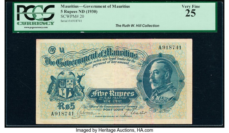 Mauritius Government of Mauritius 5 Rupees ND (1930) Pick 20 PCGS Very Fine 25. ...