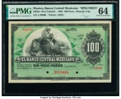 Mexico Banco Central Mexicano 100 Peso 1908 Pick UNL PMG Choice Uncirculated 64. Red Specimen overprint two POCs and pinholes are present.

HID0980124...