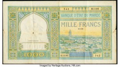 Morocco Banque d'Etat du Maroc 1000 Francs 9.1.1950 Pick 16c Fine. Edge tears and hole are present.

HID09801242017

© 2020 Heritage Auctions | All Ri...