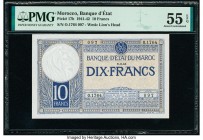 Morocco Banque d'Etat du Maroc 10 Francs 1941-42 Pick 17b PMG About Uncirculated 55 EPQ. 

HID09801242017

© 2020 Heritage Auctions | All Rights Reser...