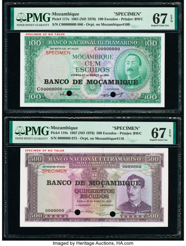 Mozambique Banco de Mocambique 100; 500 Escudos 1961; 1967 (ND 1976) Pick 117s; ...