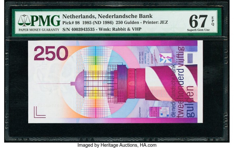 Netherlands Netherlands Bank 250 Gulden 1985 (ND 1986) Pick 98 PMG Superb Gem Un...