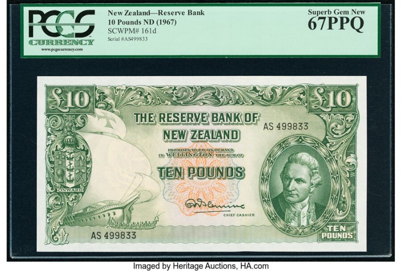 New Zealand Reserve Bank of New Zealand 10 Pounds ND (1967) Pick 161d PCGS Super...