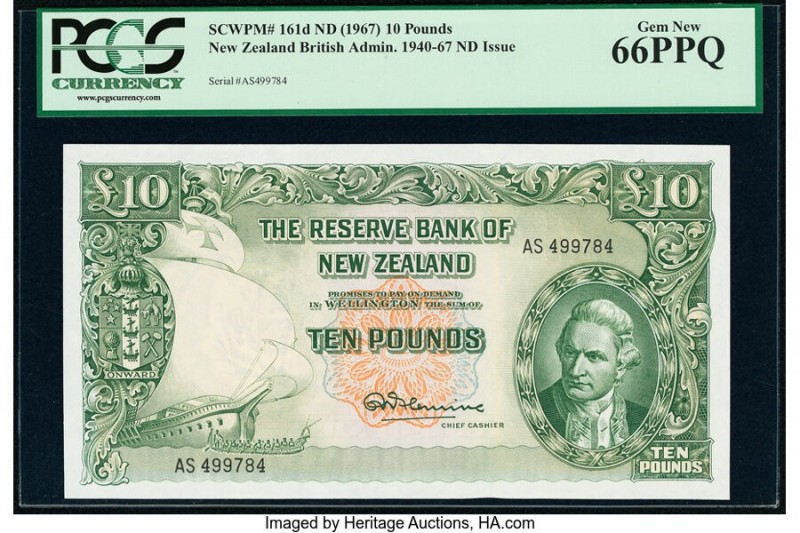 New Zealand Reserve Bank of New Zealand 10 Pounds ND (1967) Pick 161d PCGS Gem N...