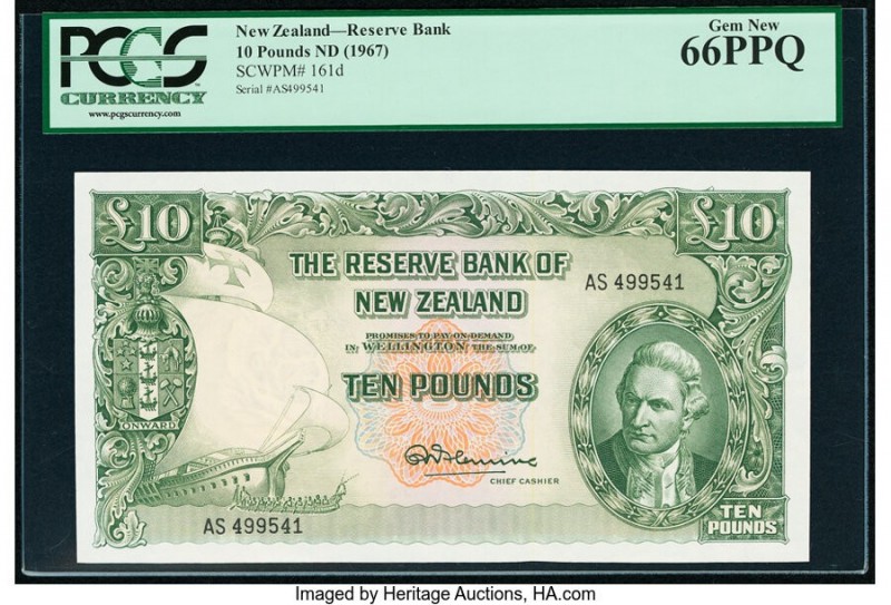 New Zealand Reserve Bank of New Zealand 10 Pounds ND (1967) Pick 161d PCGS Gem N...