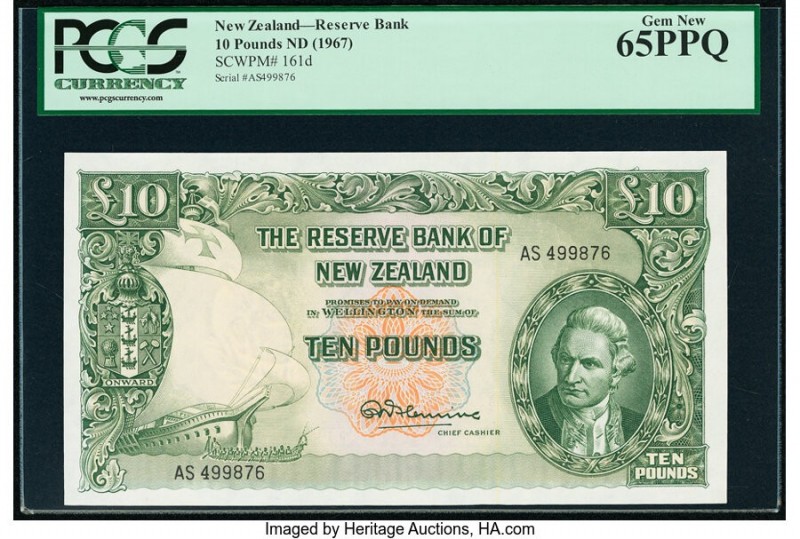 New Zealand Reserve Bank of New Zealand 10 Pounds ND (1967) Pick 161d PCGS Gem N...