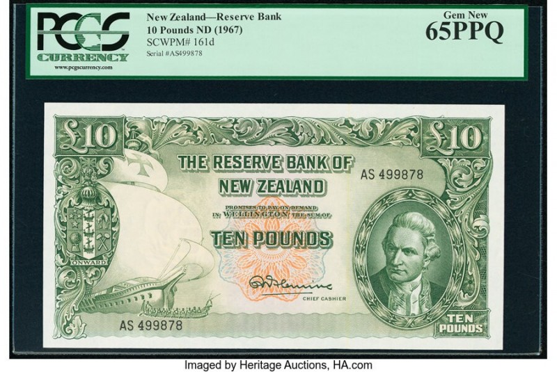 New Zealand Reserve Bank of New Zealand 10 Pounds ND (1967) Pick 161d PCGS Gem N...