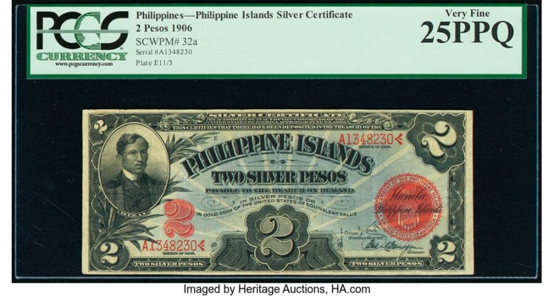 Philippines Philippine Islands Silver Certificates 2 Pesos 1906 Pick 32a PCGS Ve...