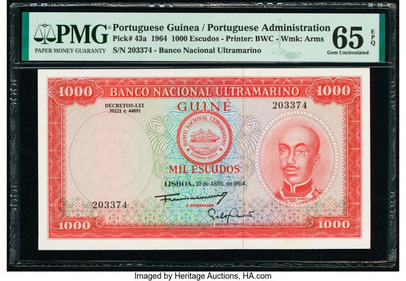 Portuguese Guinea Banco Nacional Ultramarino, Guine 1000 Escudos 30.4.1964 Pick ...