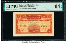 Syria Republique Syrienne 25 Piastres 1942 Pick 51 PMG Choice Uncirculated 64 EPQ. 

HID09801242017

© 2020 Heritage Auctions | All Rights Reserved