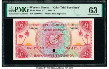 Western Samoa Bank of Western Samoa 1 Pound ND (1963) Pick 14cts Color Trial Specimen PMG Choice Uncirculated 63. One POC; previously mounted.

HID098...