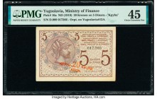 Yugoslavia Ministry of Finance 20 Kronen on 5 Dinara ND (1919) Pick 16a PMG Choice Extremely Fine 45. 

HID09801242017

© 2020 Heritage Auctions | All...