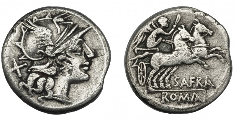 REPÚBLICA ROMANA. AFRANIA. Denario. Roma (150 a.C.). R/ Victoria en biga a der.;...