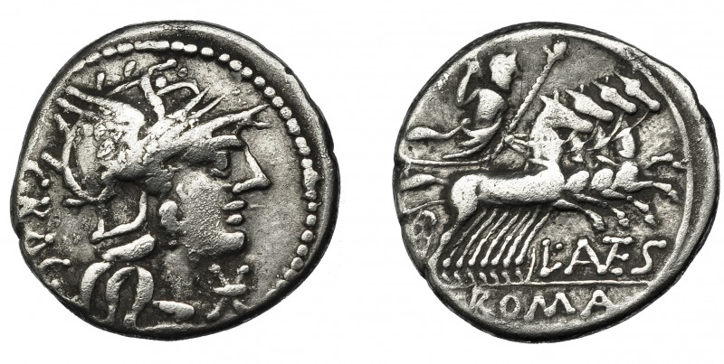REPÚBLICA ROMANA. ANTESTIA. Denario. Roma (136 a.C.). A/ Cabeza de Roma a der.; ...