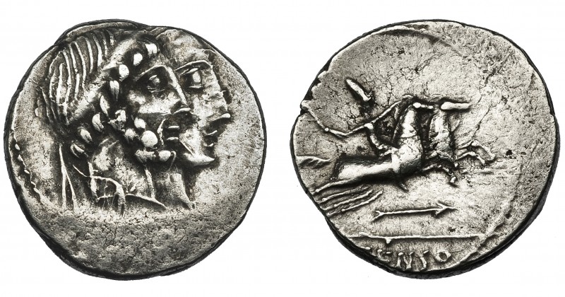 REPÚBLICA ROMANA. MARCIA. Denario. Roma (88 a.C.). A/ Símbolo o letra no visible...
