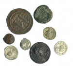IMPERIO ROMANO. Lote de 8 monedas: 1 denario de Sabina; 3 antoninianos: Herenia Etruscila (2) y Herenio Etrusco (1); 1 AE provincial de Claudio II; 1 ...