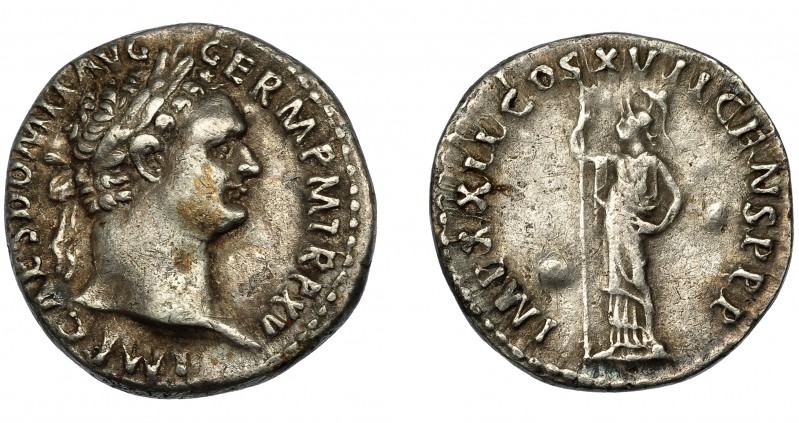 IMPERIO ROMANO. DOMICIANO. Denario. Roma (90-91 d.C.). R/ Minerva a izq. con haz...