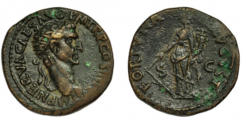 IMPERIO ROMANO. NERVA. Dupondio. Roma (97 d.C.). R/ Fortuna a izq. con timón y c...