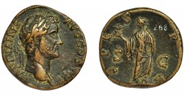 IMPERIO ROMANO. ADRIANO. Sestercio. Roma (134-138). R/ Spes a izq. con flor; SPES PR, SC. AE 22,10 g. 30,1 mm. RIC-790. MBC/MBC+.