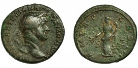 IMPERIO ROMANO. ADRIANO. As. Roma (121-122). R/ Pax con rama y cornucopia; PM TR P COS III S C. AE 10,68 g. 27,8 mm. RIC-616a. Concreciones. MBC-/BC+.